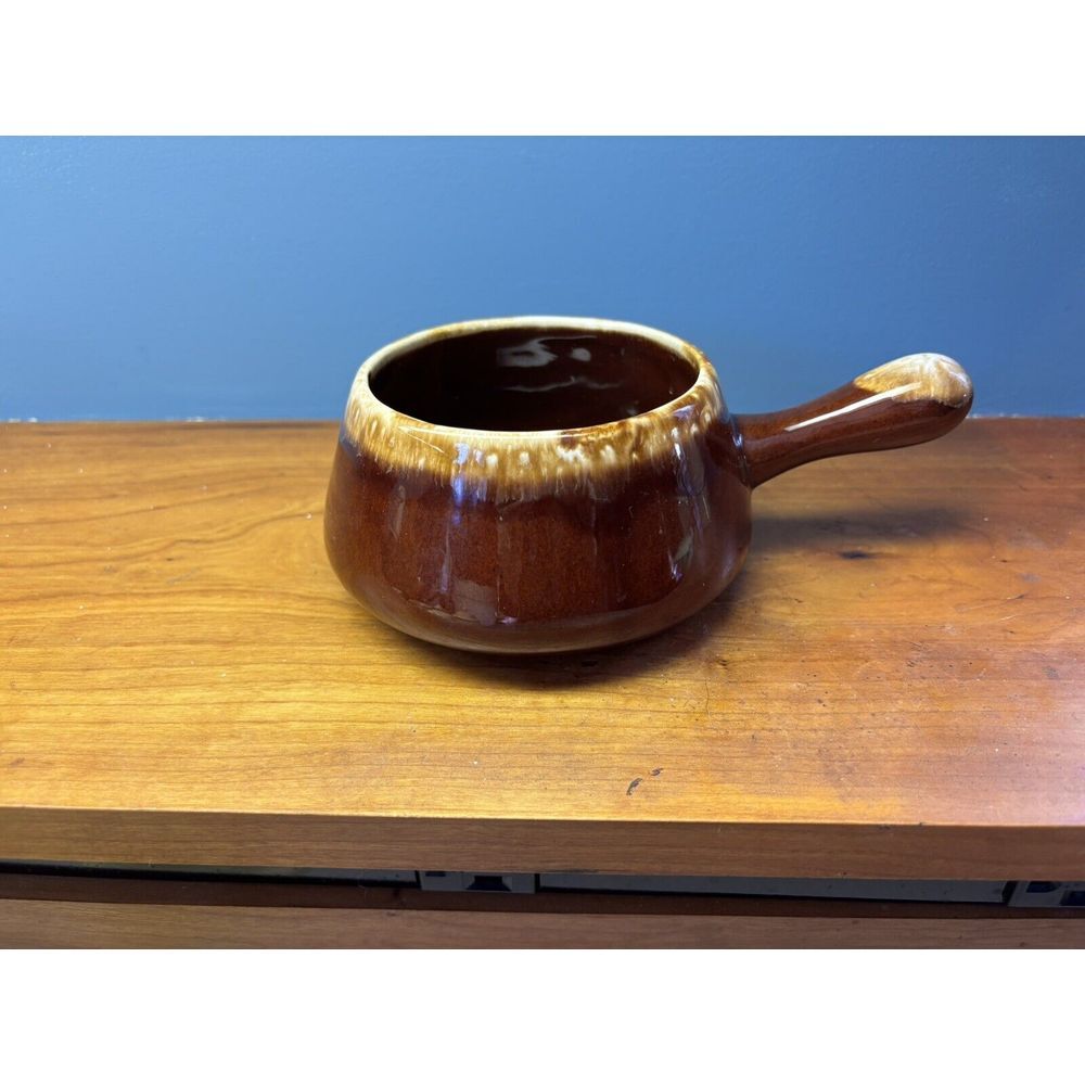 VTG McCoy Brown Drip Solid Handle French Onion Soup Chili Bowl 7054 USA - Picture 5 of 9